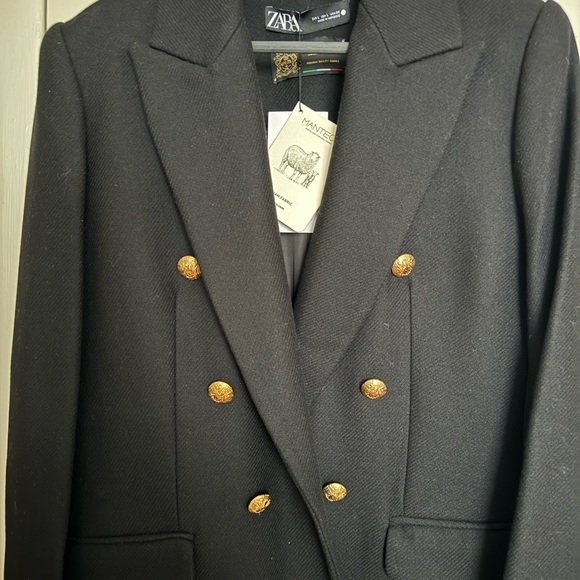 Zara Elegant Black Double-Breasted Women's Coat - Picture 7 of 10